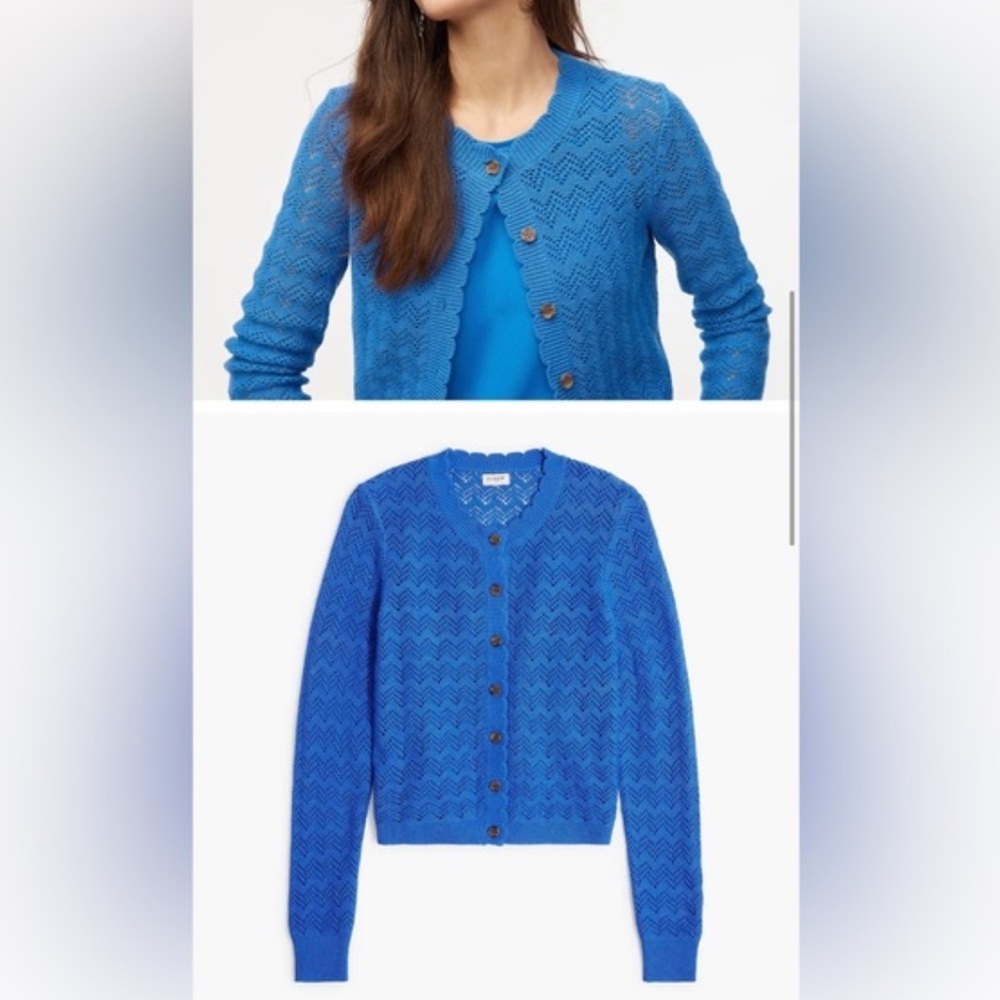 NWOT J. Crew Factory Pointelle Cardigan Button Front Sweater in Royal Blue